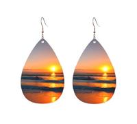 Pendientes acrílicos en forma de gota lindo hermoso amanecer océano impresión ligero fashionTeardrop cuelgan pendientes, One Size, Acrílico, Sin piedra preciosa