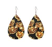 Pendientes acrílicos en forma de gota lindo oro rosa patrón impresión ligero fashionTeardrop cuelgan pendientes, One Size, Acrílico, Sin piedra preciosa