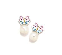 Pendientes Agatha Ruiz de la Prada plata Ley 925m colección ROSCA niña 9mm. mariposa perla 4mm. - Modelo: 030ROS