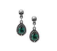 Pendientes Alchemy England - Joyas perdidas de París, estilo calavera gótica de cristal verde