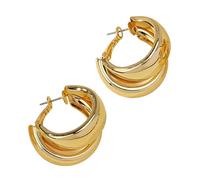 Pendientes anchos de oro, aretes de doble círculo, joyería única de aleación, textura para mujeres y niñas, accesorios de moda portátiles, talla única, como se describe, como se describe