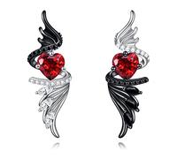 Pendientes Ángel Demonio Plata de Ley Alas de Ángel Demonio Pendientes Colgantes de Gota Joyería Regalos de Cumpleaños para Mujeres, 0.41*1.17 inches, Plata de ley, Circón