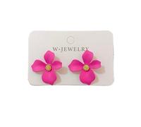 Pendientes antiguos de plata 925 con forma de aguja, color verde, blanco, rosa, amarillo, negro, rojo y morado, for mujer, joyería hipoalergénica(Rose red)