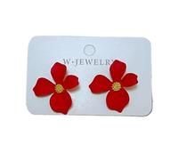 Pendientes antiguos de plata 925 con forma de aguja, color verde, blanco, rosa, amarillo, negro, rojo y morado, for mujer, joyería hipoalergénica(Rosso)