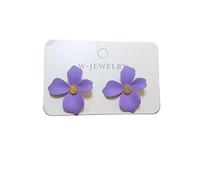 Pendientes antiguos de plata 925 con forma de aguja, color verde, blanco, rosa, amarillo, negro, rojo y morado, for mujer, joyería hipoalergénica(Purple)