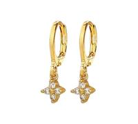 Pendientes antiguos Personality Cold Wind Geométrico Flor Pendientes con cuatro Ear Buckle Mujer Plata Pendientes 925 Set, A, Plástico, Sin piedra preciosa