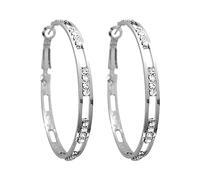 Pendientes Aro 1 par de aros grandes, pendientes circulares de imitación, finos colgantes elegantes imitación, accesorios boda para mujer, joyería para mujer (Silver, One Size)