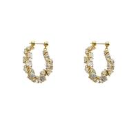 Pendientes Aro Abierto Cristal Bruto para Mujeres, Oro Cobre Hecho a Mano con Garras de Cristal Bruto Tajo Neto Brazo Abierto, Bohemio Tribal Vintage Statement, Joyería de Festival