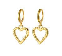Pendientes Aro Corazón Hueco Elegante Acero Inoxidable para Mujer Mama Amigas Romántica Joyería Declaración Accesorio Regalos Charmes (Chapado en oro)