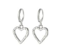 Pendientes Aro Corazón Hueco Elegante Acero Inoxidable para Mujer Mama Amigas Romántica Joyería Declaración Accesorio Regalos Charmes (Plateado)