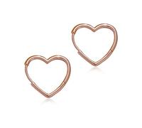 Pendientes aro corazón plata de ley S925 baño en oro rosa para mujer niña hombre 19mm pequeños ligeros hipoalergénico-H'HELEN