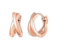 Pendientes Aro Mujer Plata de Ley 925 de Apertura de Lados Anchos, Doble Aros para Pendientes Hipoalergénico Pequeño, Huggie Pendientes de Cartílago para Múltiples Agujeros para Señora Niñas Oro Rosa