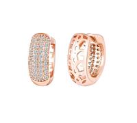 Pendientes Aro Mujer Plata de Ley 925 de Medio Circonio y Esqueleto Tallado,Ancho Aros para Pendientes Hipoalergénico,Huggie Pendientes de Cartílago para Múltiples Agujeros para Señora Niñas Oro Rosa