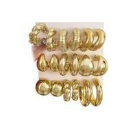 Pendientes Aro Oro Mujer, 9 Pares Pendientes de Aro Retorcidos, Aretes Gruesos Dorados, Aros Retorcidos Huggie Gruesos y Dorados, para Regalos de Cumpleaños de Mujeres,Ohrringe Set Gold