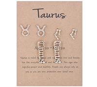 Pendientes Aro Plata Mujer Constelación Aretes Capa Regalo Pares Joyas De Signo Constelación Exquisita 12 Zodíacos Zodíacos Antiguo-Inglés Horóscopos Cumpleaños Pendientes (B, One Size)