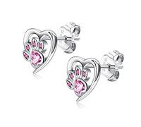 Pendientes Aros 925 Pendientes AdronQ Plata 3 Para Mujeres Real Dog Colors Stud Accesorio (One Size)