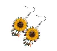 Pendientes artísticos de gota de flores amarillas, diseño moderno de acrílico, casual, accesorio elegante para uso diario, joyería diaria