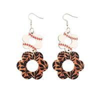 Pendientes Artísticos De Madera Que Resaltan Estampado Floral Y Vaca Vintage Accesorio Resistente Para Colgantes Para Uso Diario Madera Hechos A Mano