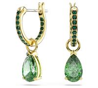 Swarovski Pendientes Attract, Talla pera, Verdes, Baño tono oro