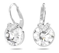 Pendientes Bella V, Talla redonda, Blancos, Baño de rodio OS