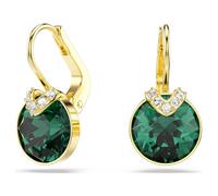 Pendientes Bella V, Talla redonda, Verdes, Acabado en oro de 18 quilates OS