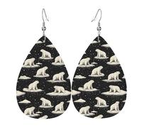 Pendientes blancos con estampado de oso del Polo Norte para mujer, aretes de cuero de lágrima de moda para mujer, joyería colorida y moderna