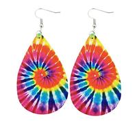 Pendientes bohemio de cuero tina de cuero tina de cuero colorido pendientes de cuero impreso boho boho pendientes