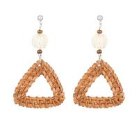 Pendientes bohemios con diseño de estrella de mar para mujer, aretes clásicos de perlas de caracola, aretes de tela de hierba de lafita, joyería de verano en la playa y vacaciones, L, Acero aleado