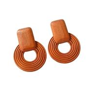 Pendientes bohemios coreanos hechos a mano de madera de bambú geométrica de ratán tejido de paja para mujer, joyería de fiesta bohemia, talla única, Ágata