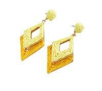 Pendientes Bohemios De Rafia Amarillos Ligeros para Mujer, Hechos A Mano, De Mimbre Trenzado De Paja, con Forma De Rombo, Colgantes, Joyería Geométrica Bohemia para Fiesta De Verano Y Playa.