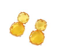 Pendientes Bohemios Geométricos Facetados Redondos De Resina De Color Caramelo, Pendientes De Botón Transparentes Amarillos Sencillos A La Moda, Joyería De Verano Bonita y Moderna para Mujer