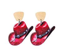 Pendientes bohemios hechos a mano con sombrero de vaca occidental para mujer, concierto campestre, sombrero de vaquera de madera, aretes colgantes estilo occidental, accesorios de joyería de regalo
