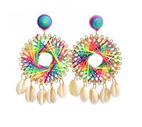 Pendientes Bohemios Trenzados Hechos A Mano Multicolores para Mujer, con Borlas De Caracol, Étnicos, Retro, Bohemios, Colgantes, Joyería Colorida para Mujeres, Adolescentes Y Niñas, Regalos para