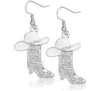 Pendientes Botas Vaqueras, Pendientes de Botas Occidentales, Retro Pendientess Bota Vaquera, con Cristales, Complementos Cowboy Mujer, para Fiestas de Mujeres y Regalos de Cumpleaños (C)