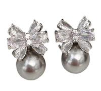 Pendientes brillantes de cristal arco y esfera para mujer, joyería de declaración de tono plateado, diseño ligero de 4,2g, 1,2x1,9 cm, ideal para glamour moderno y glamour de noche