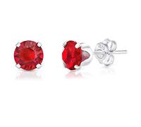 Pendientes Brillantes - Pendientes Mujer Plata de Ley 925 con Cristales Swarovski® 6 mm - Pendientes Plata - Pendientes Pequeños - Pendientes Rojos