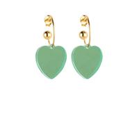 Pendientes Campanilla Hoop Kokoro Plex espejo verde jade, Talla única, Latón, Ágata