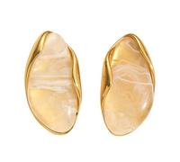 Pendientes chapados en oro con forma geométrica de resina de acero inoxidable para mujer, accesorios ligeros para las orejas, aretes geométricos de moda para mujer, talla única, como se describe, como