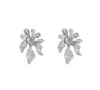 Pendientes chapados en oro y plata para mujer, diseño de flores vintage y remolinos geométricos irregulares exagerados para fiestas