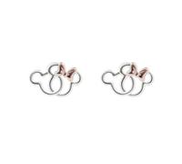 Pendientes chapados en plata con diseño de silueta de Mickey y Minnie Mouse, talla única, Chapado en plata, No es una piedra preciosa