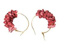 Pendientes circulares de pétalos de tela para mujer, accesorios de boda, fiesta, vino tinto, artesanía fina, útil y atractivo