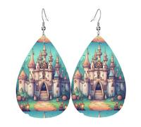 Pendientes clásicos de cuero de castillo. Elegante forma de lágrima, perfectos para mujeres y una gran opción decorativa para fiestas y vacaciones.