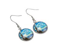 Pendientes clásicos de la noche estrellada Pendientes colgantes vintage de Gustav Klimt El beso Joyería estética