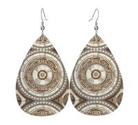 Pendientes clásicos de lágrima con patrón circular, aretes de moda adecuados para el trabajo, citas, vacaciones