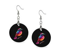 Pendientes clásicos de madera con diseño de pájaro colorido, ligeros y artísticos, con ganchos para pendientes, joyería vintage para mujer.
