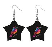 Pendientes clásicos de madera con diseño de pájaro colorido, ligeros y artísticos, con ganchos para pendientes, joyería vintage para mujer.