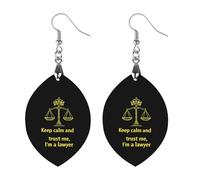Pendientes clásicos de madera con la frase "Mantén la calma y confía en mí. Soy abogada. Pendientes artísticos ligeros como una pluma. Ganchos para pendientes. Joyería vintage para mujer".