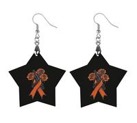 Pendientes clásicos de madera con lazo rosa Fuk C-ancer, ligeros y artísticos, con ganchos para pendientes, joyería vintage para mujer.