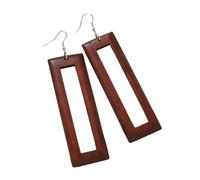 Pendientes clásicos de madera para mujer, estilos geométricos largos para añadir un encanto vintage a conjuntos de otoño e invierno, aretes vintage para mujer, talla única, como se describe, como se