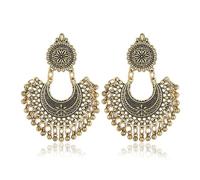 Pendientes clásicos de metal con colgante Jhumka, étnico indio Bollywood, joyería de moda, regalo de decoración, color dorado, talla única, como se describe, como se describe